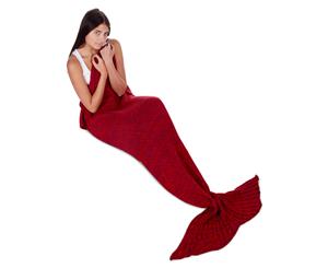 Knitted Adult 90x180cm Mermaid Tail Throw - Rose Red