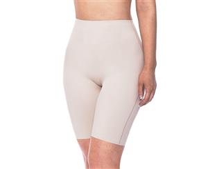 LaSculpte Women's Shapewear Tummy Control Mid Waist Mid Thigh Microfiber Seamless Shaping Short - Nude