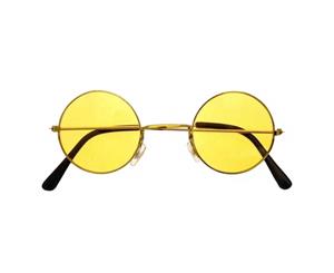 Lennon 1960s Hippie Glasses - Yellow Tint Gold Frames