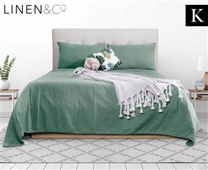 Linen & Co. Stonewashed King Bed Coverlet Set - Green