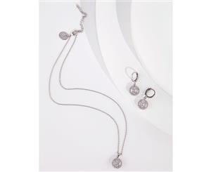 Lovisa Rhodium Diamond Simulant Necklace Earring Set