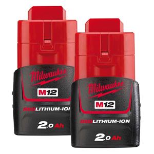 Milwaukee 12V 2.0Ah Red Lithium-Ion Twin Battery Pack M12B22