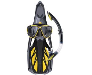 Mirage Platinum Silicone Snorkel Mask Fin Set - Yellow
