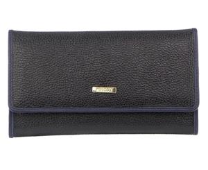 Morrissey Italian Structured Leather Flap Over Ladies Wallet (MO3034) - Black