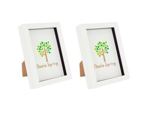 Nicola Spring Box Picture Glass Photo Frame Standing & Hanging - White - for 5x7" (13x18cm) Photos - Pack of 2