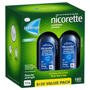 Nicorette Quit Smoking Cooldrops Lozenges Regular Strength Icy Mint 2mg 160 Pieces