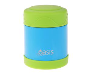 Oasis Kids Food Jar Stainless Steel 300ml - Blue with Green Lid