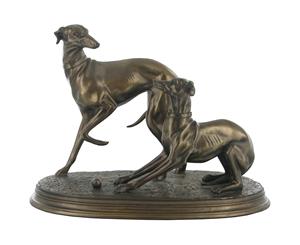 Pair of Whippets Cold Cast Bronze Sculpture