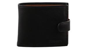Pierre Cardin Large Italian Leather Mens Wallet - Black/Cognac