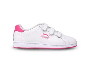 Slazenger Kids Ash Vel Junior Trainers Shoes - White/Cerise