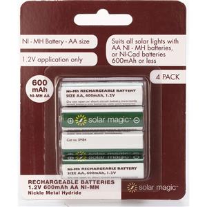 Solar Magic AA 600mAh Ni-Mh Rechargeable Batteries - 4 Pack