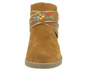 Spot On Girls Suede Ankle Boots (Tan) - KM715