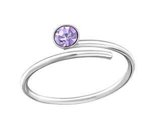 Sterling Silver Violet Wire Crystal Adjustable Toe Ring
