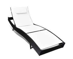 Sun Lounge Wicker Rattan Textilene White Outdoor Day Bed Recliner Beach