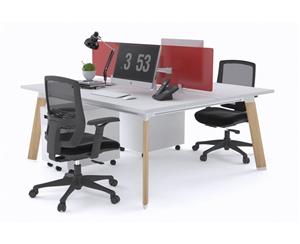 Switch - 2 Person Workstation Wood Imprint Frame [1200L x 800W] - white red perspex