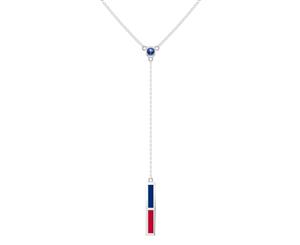 Texas Rangers Sapphire Y-Shaped Necklace For Women In Sterling Silver Design by BIXLER - Sterling Silver