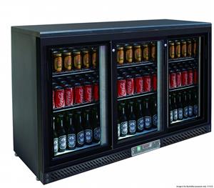 Thermaster 320L Drink Cooler Three Sliding Glass Door - Silver