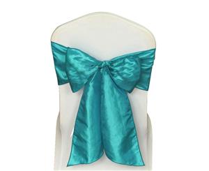 10 x Turquoise Satin Wedding Chair Sash 280x16cm Tie Bow Ties