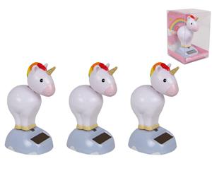 11cm Unicorn Groover Solar Powered Dancing Grooving - White and Pink