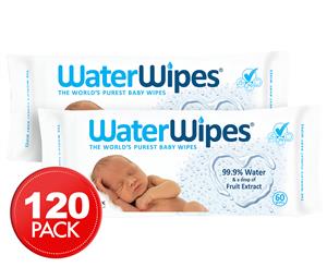 2 x 60pk WaterWipes Baby Wipes