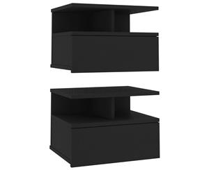 2x Floating Nightstand Black Chipboard Bedside Cabinet Side End Table