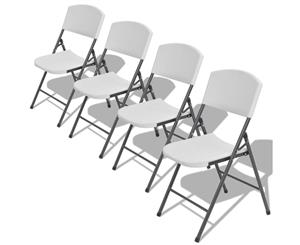 4x Folding Garden Chairs Steel and HDPE White Outdoor Furniture Seat