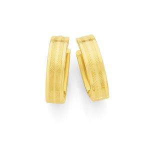 9ct Gold 15mm Herringbone Hoop Earrings