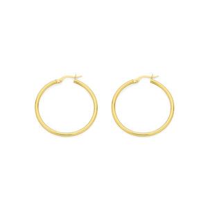 9ct Gold 2x30mm Hoop Earrings