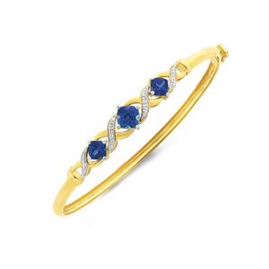 9ct Gold Created Sapphire & Diamond Bangle