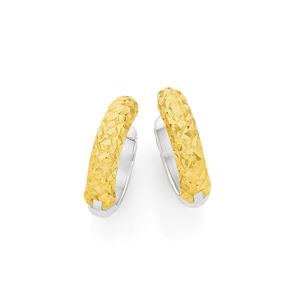 9ct Gold Two Tone Reversible Huggie Earrings