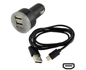 AB Tools Black 12V In-Car Adaptor with 0.99m Micro USB 2.0 Black Charging Cable Lead