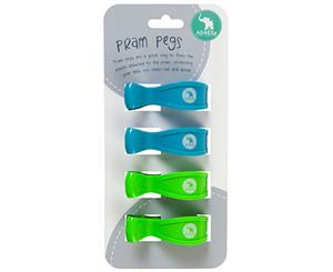 All4Ella Pram Pegs 4-Pack - Blue/Green Fluro