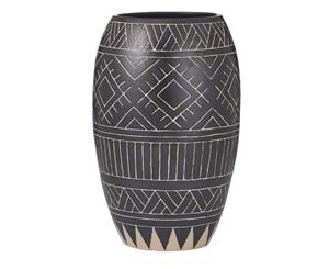 Amalfi Sioux Ceramic Stylish Decor Vase Vessel Matte Black/Stone 22x36cm