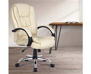 Artiss Office Chair Computier Gaming Chair Executive Leather Chairs Beige