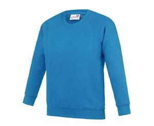 Awdis Academy Childrens/Kids Crew Neck Raglan School Sweatshirt (Pack Of 2) (Sapphire Blue) - RW6682