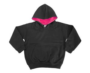 Awdis Kids Varsity Hooded Sweatshirt / Hoodie / Schoolwear (Jet Black/Hot Pink) - RW172