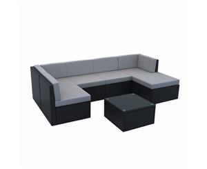 Belton 7 Piece PE Wicker Sofa Lounge Set - Light Grey Cushion