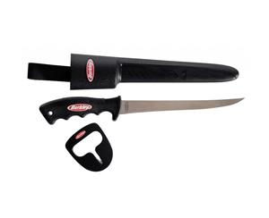Berkley 7'' Stainless Steel Fillet Knife + Sheath & Knife Sharpener-Fish Cleaning