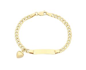 Bevilles Children's 9ct Yellow Gold Silver Infused Heart Charm Bracelet ID