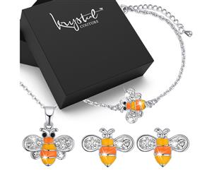 Boxed Bumblebee Crystal Jewellery Set