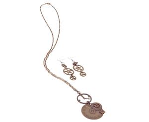 Bristol Novelty Unisex Adults Steampunk Clock Necklace And Earrings Set (Bronze) - BN1357