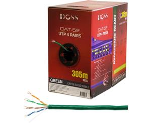 C5RGRN DOSS 305M Cat5e Solid Cable Green Sold As 305M Roll Only Unshielded Twisted Pair (Utp) 305M CAT5E SOLID CABLE GREEN