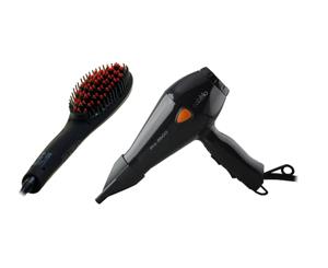 Cabello Pro 3600 Hair Dryer + Glow Straightening Brush - Black