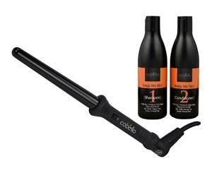 Cabello Tapered Curling Iron + Shampoo & Conditioner 'Keep Me Hot'