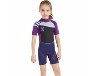 Catzon 2.5mm girls Neoprene Shorty Sleeve Swimwear Back Zip DIVE&SAIL WS18813 Purple