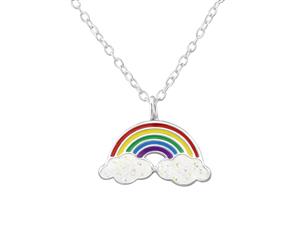 Children's Silver Rainbow and Clouds Necklace