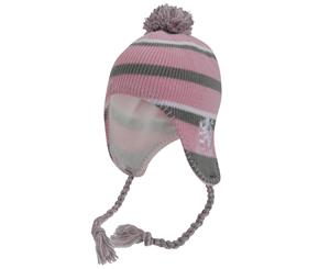 Childrens/Kids Scotland Peruvian Winter Thermal Bobble Hat With Tassels (Pink/Grey/White) - HA172