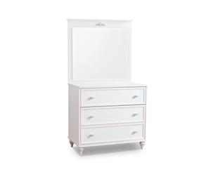 Cilek Romantica 3-drawer White Wood Dresser with Mirror