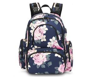 CoolBell Baby Diaper Backpack-Blue Peony