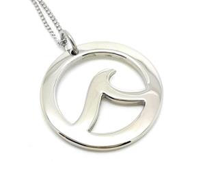 Coorabell Crafts Circle Ocean Wave pendant High polish Silver finish with neklace and gift box